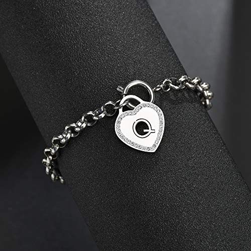 Image of CaleesLLC Letter A to Z Initial Charm Bracelet Adjustable Stainless Steel Anklet Personalized Wrist Link for Women