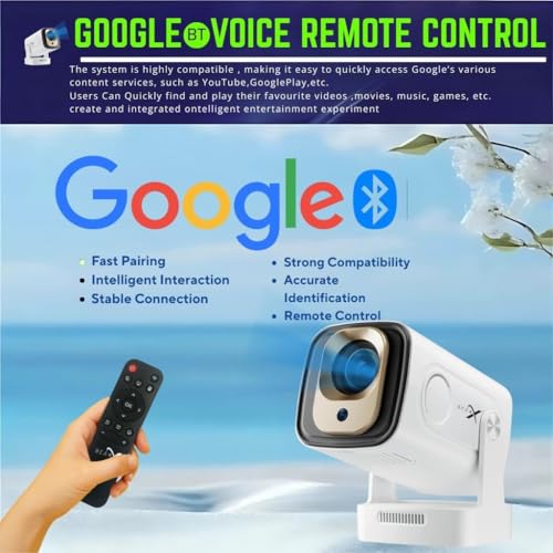 Image of Glide 360 Smart Android Projector with 4K Support, Native 1080p, Auto Focus, 4D Keystone, Wi-Fi 6, Bluetooth 5, Voice Remote, 5W Speaker, Screen Mirroring