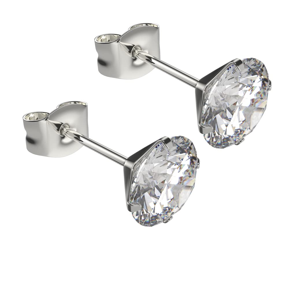 Max Palmer® Kristall Ohrstecker 925 Silber mit Krappenfassung - 3 Farben & 3 Größen