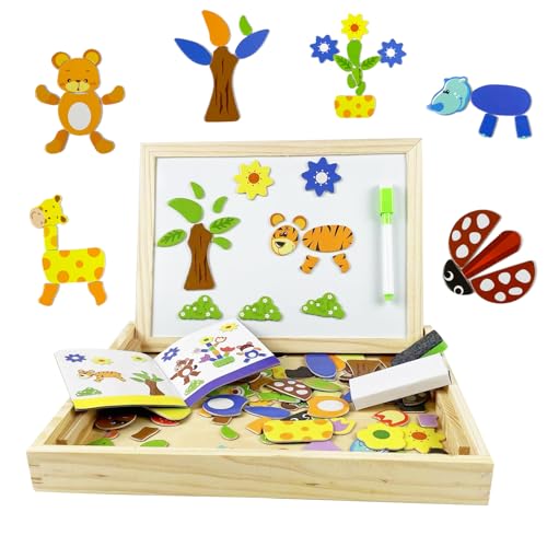 EACHHAHA Wooden Puzzle 100+ pieces,Animal Pattern,Montessori toys,Puzzle Board,Various Patterns,Freely Combine,Develop imagination,Wood Toys For Kids Up 3 Years Old