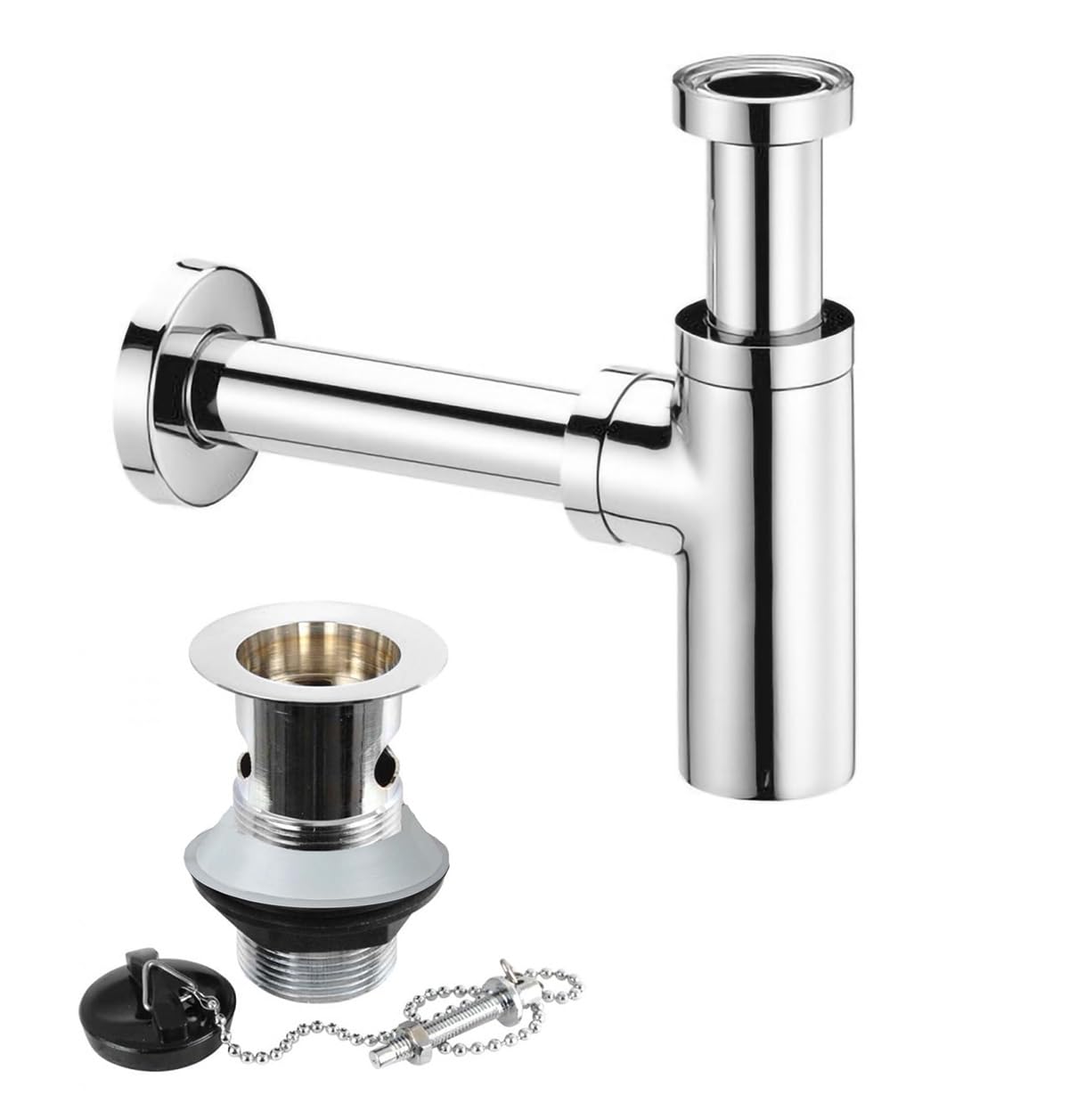 Nes Home Basin Sink Bottle Trap Waste + Plug,Chain,Slotted Drain Waste Premium