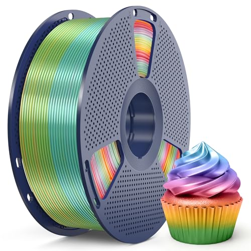 Image of SUNLU Silk Rainbow PLA Filament 1.75mm, Multicolor Gradient 3D Filament, Neatly Wound Shiny Silk 3D Printer Filament, Dimensional Accuracy + /-0.02mm, 1KG Spool(2.2 lbs), Rainbow Silk 01