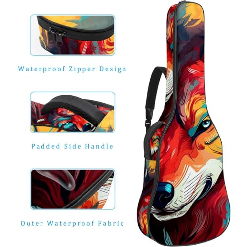 JRHEJTFZ Housse pour guitare acoustique de 1,9 cm d’épaisseur – Imperméable – Durable et élégant – Motif loup de dessin animé avec fleur violette, Multicolore 5., 42.9×16.9×4.7 in, Motif imprimé - Les Beatles, Paul McCartney, John Lennon, RIngo Starr, George Harrison JRHEJTFZ Housse pour guitare acoustique de 1,9 cm d'épaisseur - Imperméable - Durable et élégant - Motif loup de dessin animé avec fleur violette, Multicolore 5., 42.9x16.9x4.7 in, Motif imprimé – Image 5