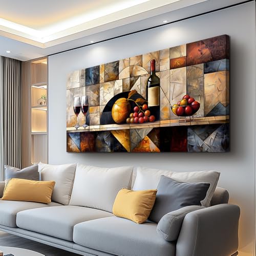 QIYILEXWART Canvas Wall Art For Living Room Wall Decor For Bedroom Kitchen Wall Decoration Wine Glass Landscape Painting Farmhouse Pictures Artwork Room Aesthetic Home Decor 20x40 In