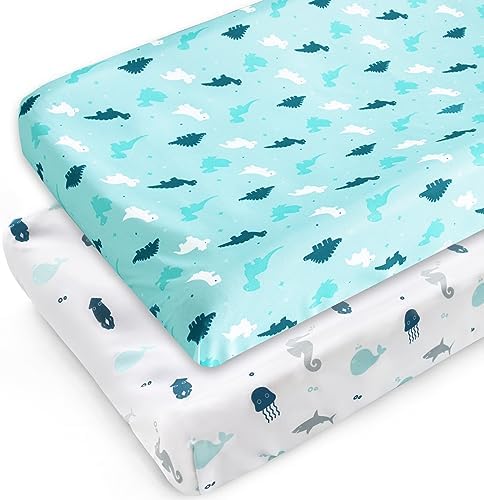 Changing Pad Cover for Boys Girls 2 Pack, Comfy & Breathable Changing Table Cover for 32''x16" Changing Table Pads, Diaper Changing Pad Cover, Aqua