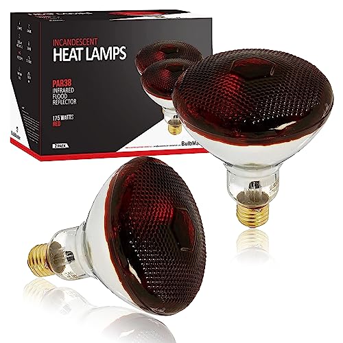 Bulbmaster Heat Lamp Flood Light Bulbs Infrared Reflector Incandescent Medium E26 Base (175/Par38/Red/2Pk) #TOP16