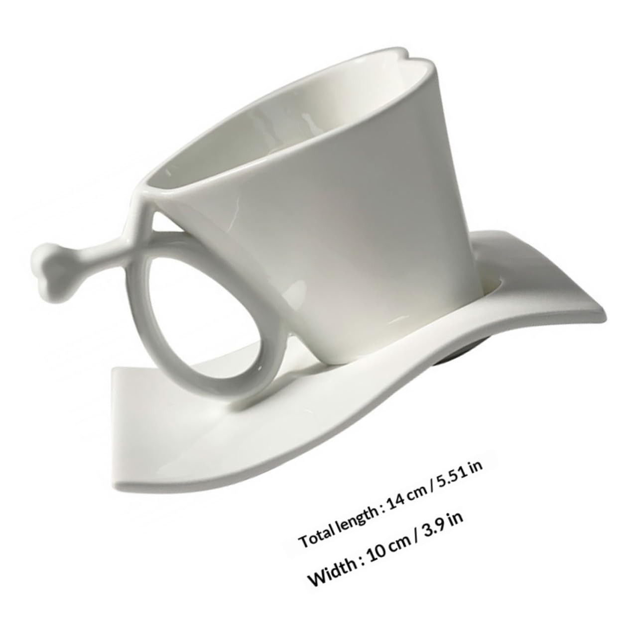 MAGICLULU Kaffeetassen Satz aus Weißem Porzellan mit Herzform und Praktischem Unterteller für Zuhause und Restaurant Ergonomisches Design und Verarbeitung