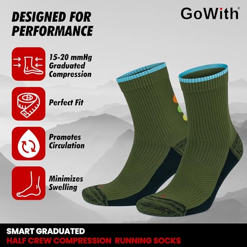 GoWith Running Socks for Men & Women, 15-20 mmHg Cushioned Seamless Quarter Socks for Workout, Trekking3