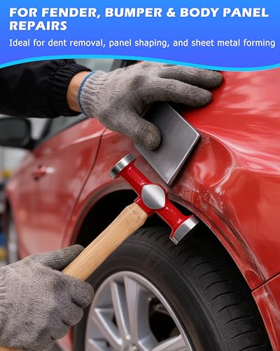 DAYUAN 9 pcs Heavy Duty Auto Body Repair Tool, Fender Repair Kit Carbon Steel Hammer Dolly Set Dent Hammer Set with Hickory Handle