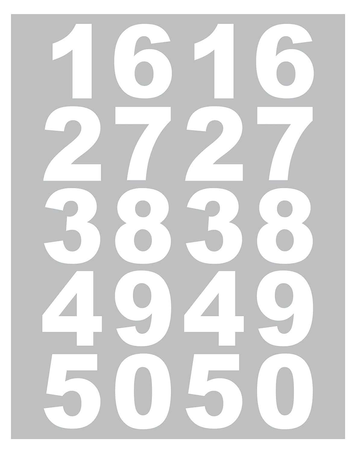 Vinyl Number Wall Glass Vehicle Sticker, 1.5 Inches White (Set 2)-image-15