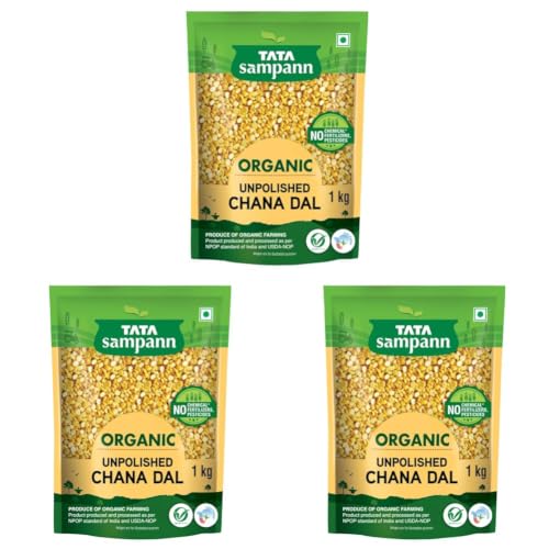 Image of Tata Sampann Organic Unpolished Chana Dal, 1kg (Pack of 3)
