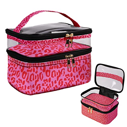 Trousse de Toilette, Trousse de Maquillage, Trousse de Toilette, Grande Trousse de Toilette imperméable à Double Couche pour Le Voyage (Points Roses) Cover