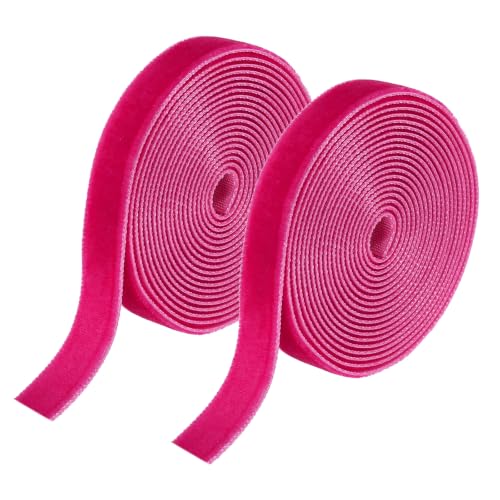 MECCANIXITY Ruban velours 2/5 po x 2 verges simple face, rose rouge, 2 pc