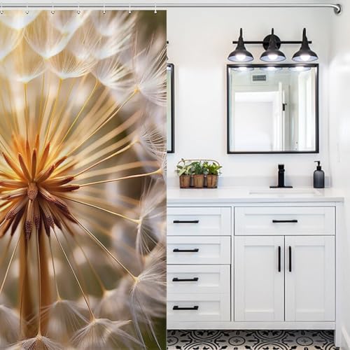Rideau de douche pissenlit en polyester imperméable lavable 140x183cm - 5