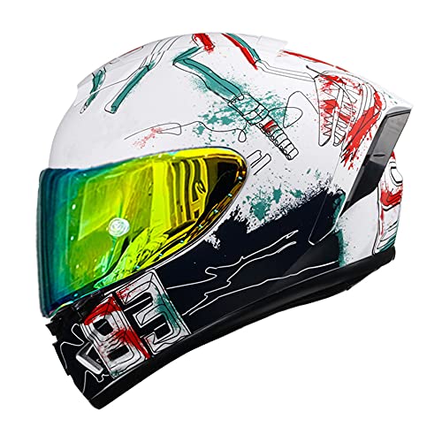 Woljay Full Face Motorcycle Helmet Street Bike Racing Motocross Off Road Moto Unisex Adult Ant White Dot Approved (Large, Multicolor) #TOP24