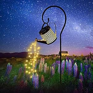 Outdoor Solar Garden LED Light, Solar Hollow Watering Can Lights Decoration Star Shower Garden Art LED Light for Garden…