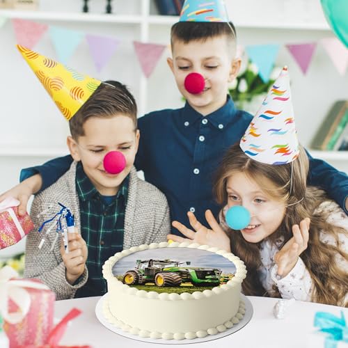 J&M DECO Tortenaufleger Traktor – essbare Tortendeko Ø 20 cm – Kuchendekoration mit Bauernhof-Traktor für Kindergeburtstag – Tortenbild aus Zuckerpapier – gebrauchsfertig