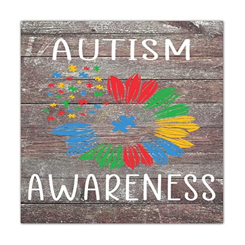 Plaque bois autisme peinture aquarelle haut de gamme décoration 40 cm