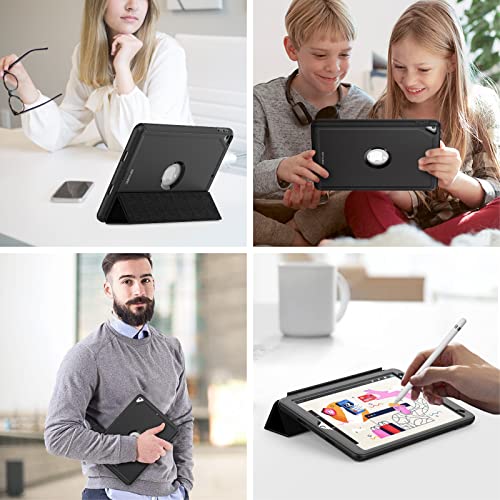 Seymac Ipad 9Th/8Th/7Th Generation Case, Ipad 10.2 Case, Durable Sturdy Heavy Duty Shockproof Protection Folio Stand Case With Smart Cover Auto Sleep/Wake For Ipad 10.2 Inch, Black #TOP6