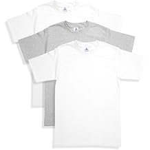 Yazbek Mens Heavy Weight 5.9-Ounce Crew Neck Short Sleeve T-Shirt - 3-Pack X-Large, White & Heather Grey