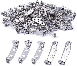 100pcs 20mm Stainless Steel Bar Pins Brooch Pin Backs Safety Catch Pins Craft Pin Back Clasp Brooch with 2 Holes, Silver