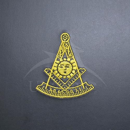 Image of Masonic Past Master Apron Case - Machine Embroidered (Black Leather), MM Provincial Size | Freemason Carrying Bags