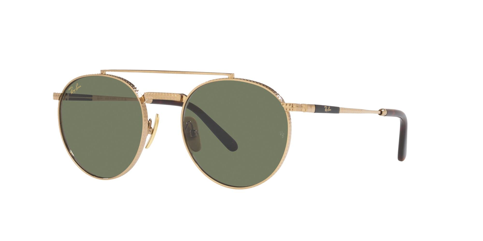 Ray-Ban Rb8237 Okrągłe Ii tytanowe okulary przeciwsłoneczne, Złoty/zielony, 53 mm