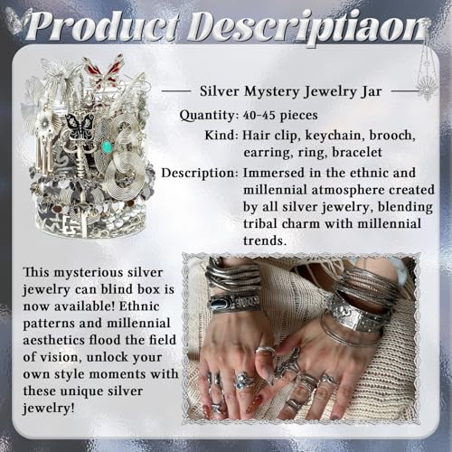 Image of SMUOBT Mystery Jewelry Jar Bundle - Surprise Vintage Jewelry Box for Women,Gift Jewelry Set (Necklace, Earrings, Rings,Kracelet,Keychain) - Unique Birthday Gift for Women