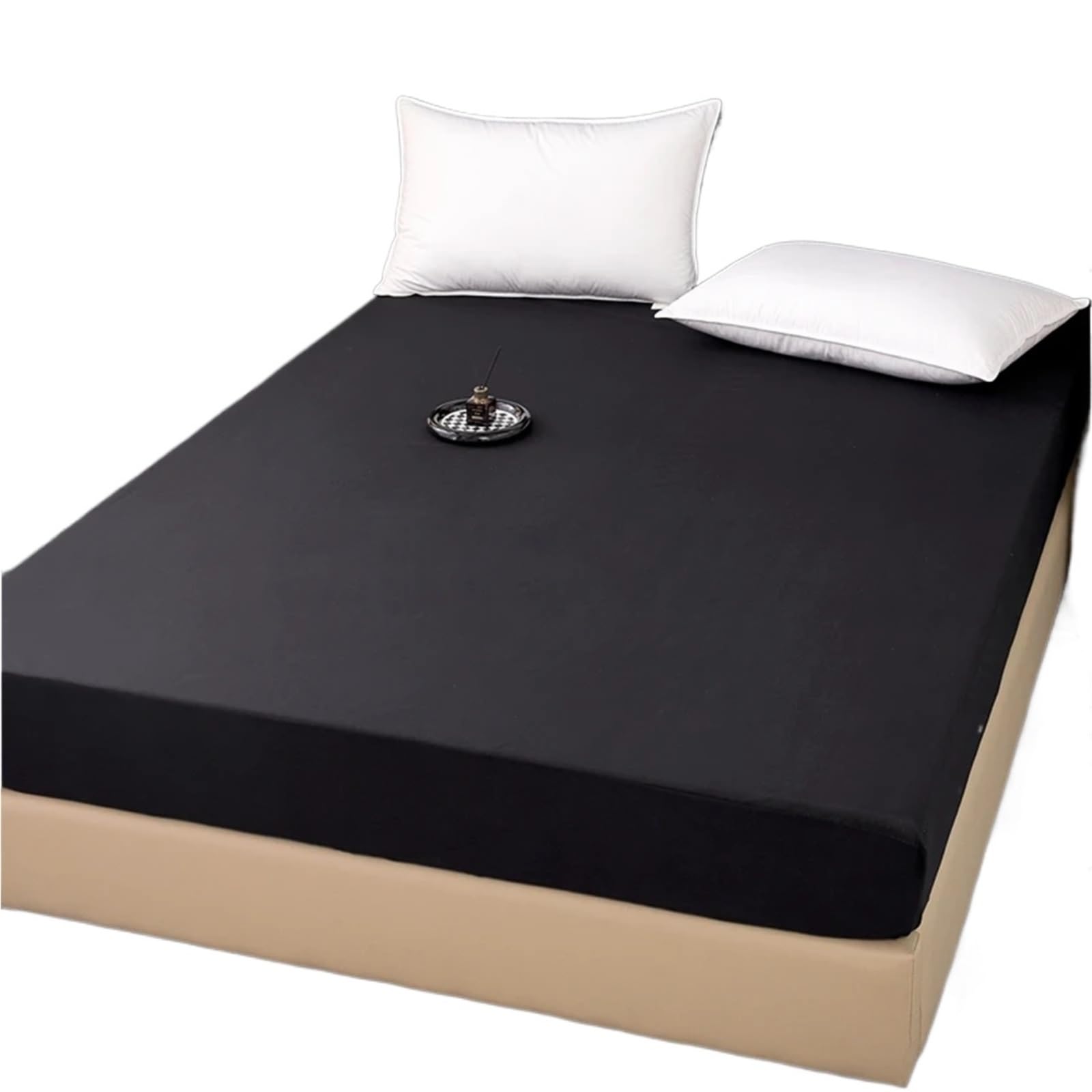 Housse de Matelas imperméable, protège-Matelas, Tissu Doux, Housse sans taie d'oreiller pour Matelas Epais(Black,140x190cm)