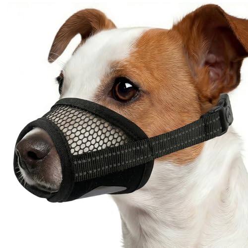 Image of 2 Pack Dog Muzzle, Soft Mesh Muzzles for Small Medium Large Dogs, Breathable Pet Muzzle Adjustable Dog Mouth Guard for Biting Chewing Grooming, Allow Drinking Panting, Black S