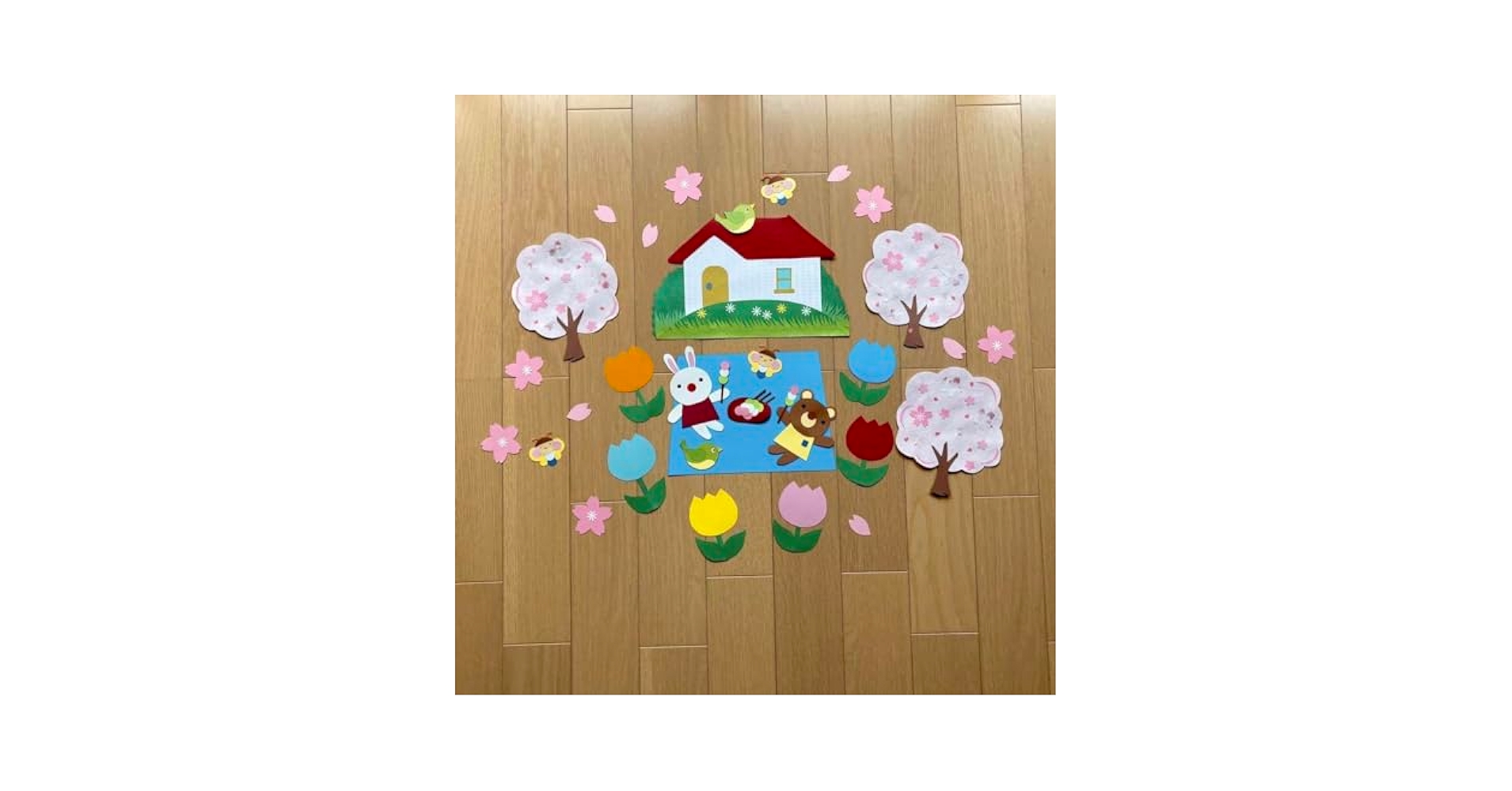 Amazon.co.jp: YH-09仲良くお花見① 春 桜 壁面 壁面飾り : おもちゃ
