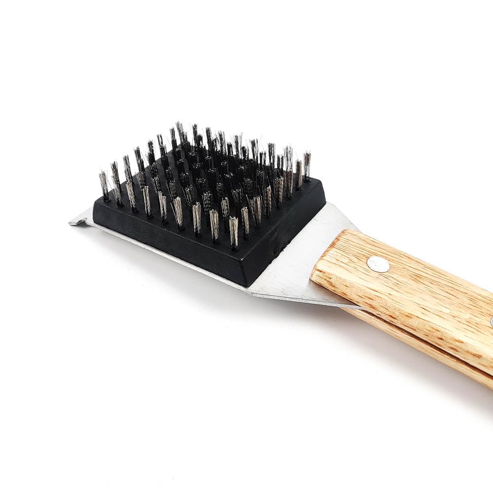 Grill-de-Beast Stainless Steel Grill Brush & Scraper with Engraved Wood Handle – Perfect for Cleaning Any Grill! Keep Your Grill Clean and Ready with the Grill-de-beast Grill Brush and Scraper!