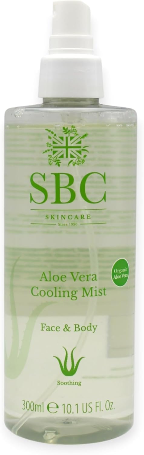 SBC Aloe Vera Cooling Mist for Face & Body – Lightweight, Soothing & Hydrating Toner with Organic Aloe, Sea Moss & Blue Lotus to Calm Irritation, Balance pH & Set Make-up Across All Skin Types, 300 ml