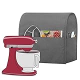 Luxja Dust Cover Compatible with 4.5-Quart and 5-Quart Stand Mixer, Cloth Cover with Pockets for Stand Mixer and Extra Accessories, Gray