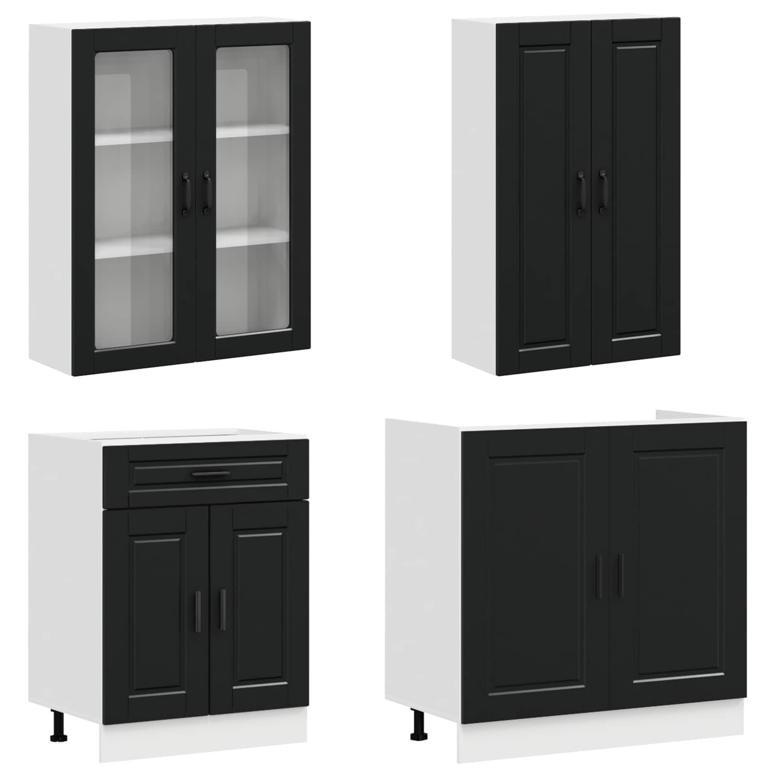 Kitchenette Porto Bloc de cuisine modulable 8 pièces Noir