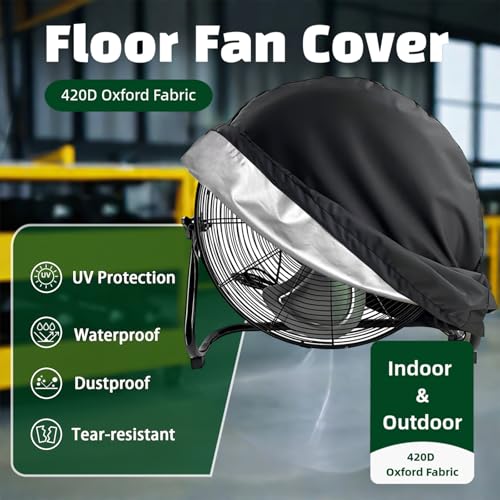 Image of Industrial Fan Cover, 600D Oxford Heavy Duty Outdoor Fan Cover, Waterproof & Dustproof Fits Up to 18-20 inch High-Velocity Floor Fan All-weather Protection