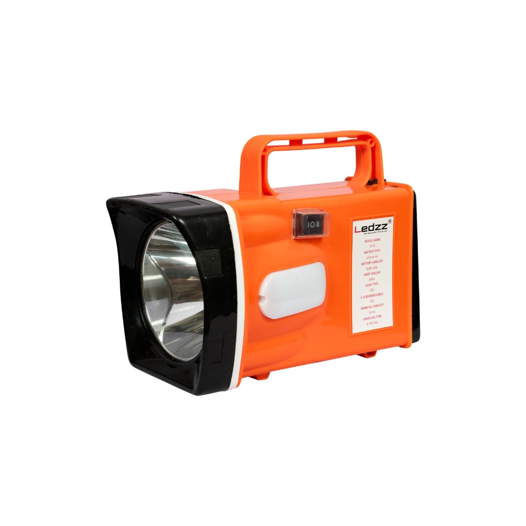 LED Searchlight Rechargeable Torch 50W High Power, 6000mAh Lithium-Ion Battery, Up to 10 Hours Backup, Dual Light with Side LED, Type-C Charging, Portable Emergency Flashlight (Orange)-image-36