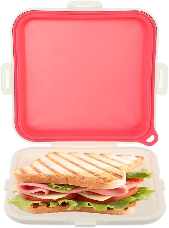 BRIOTA Sandwich Lunch Box, Toast Container for Kids Adult Food Grade Bento Storage Box Sandwich Box, Meal Prep Containers Dishwasher and Microwave Safe,BPA Free