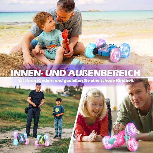 Rodzon Ferngesteuertes Auto 6 7 8 9+ Jahre Spiele LED Blinken RC Auto Spielzeug Jungen Weihnachten Geburtstags Geschenke Kinder Toy 360°… – Ansicht 5
