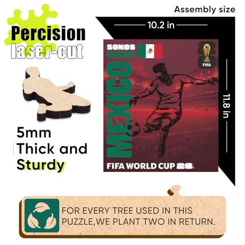 Image of FIFA SOMOS Mexico Puzzle for Adult,200 Pieces Irregular Shape Puzzle, 5MM Thick, Creative Collectible Gift for Fans, Officially Licensed Product, 9.3 * 12 inch
