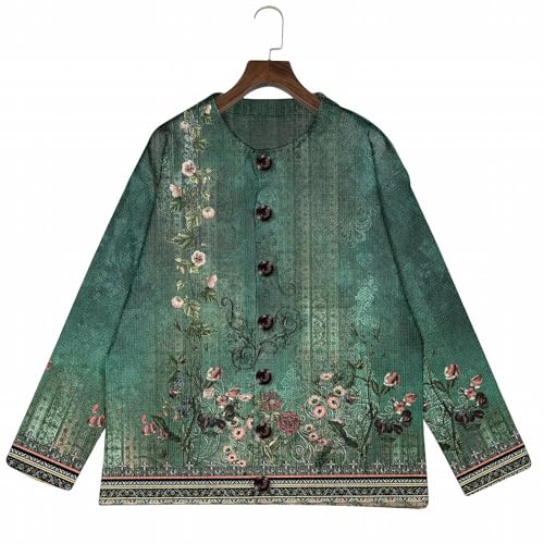 Women's Floral Print Button Down Cardigan Sweater Long Sleeve Lightweight Fall Winter Trendy Outerwear Outfits4