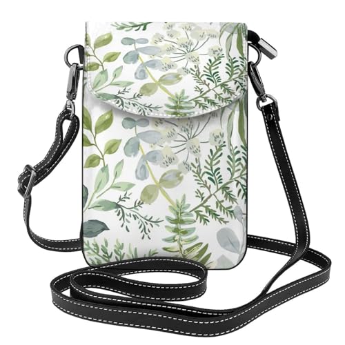 Portefeuille en cuir PU premium et porte-téléphones au design fougère verte