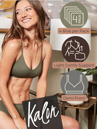 Image of Kalon Women's 4 Pack Demi Padded Bralette Wireless Comfortable Bra