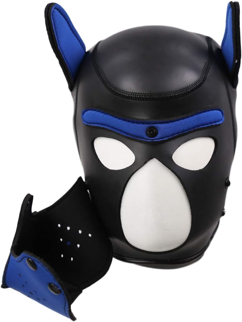 LEWECEEO Neoprene Puppy Hood Camo Full Face Mask Cosplay Costume Dog Head Masks: Blue