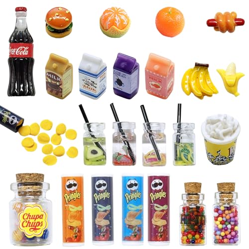 25 piezas accesorios en miniatura para comer y beber, accesorios para casa de muñecas, regalos 1/12 mini juguetes duendes accesorios miniatura decoración dulces mini versos cocina miniatura juego de