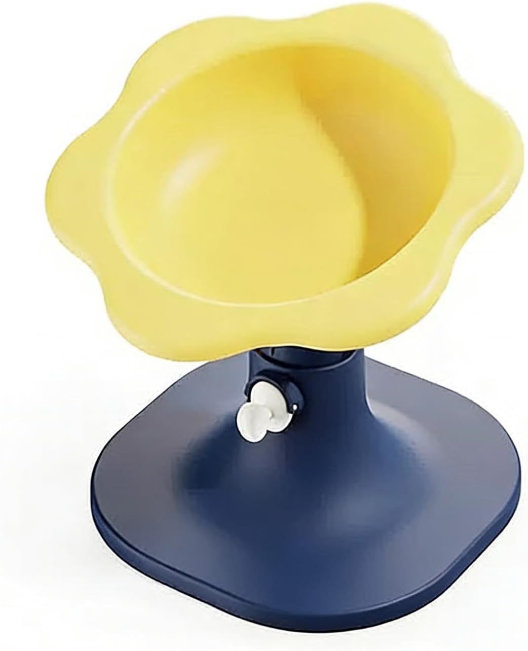 Elevated Pet Bowl with Stand, Flower Shape, Adjustable Height, Cat Dog Food Water Dis (Yellow Blue)
