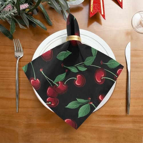 Servilletas de Tela 20 x 20 Pulgadas Cherries on Black miniatura 4