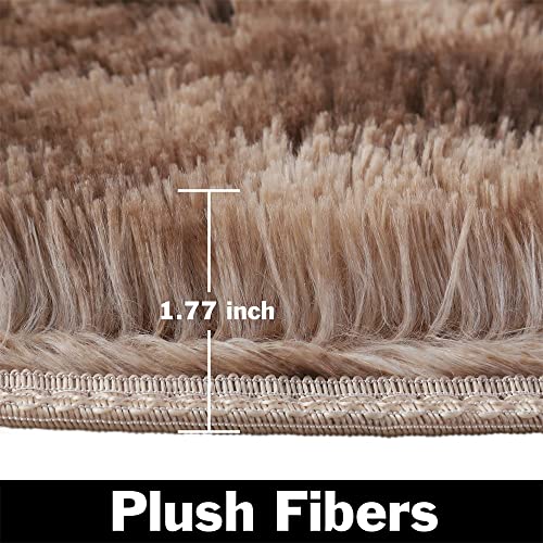 120cm Fluffy Round Area Rug for Bedroom Soft Fuzzy Circle Rug for Kids Girls Baby Room Indoor Plush Circular Nursery Rugs Cute Modern Furry Rugs for Living Room Shaggy Carpet for Bedroom Coffee - Image 4