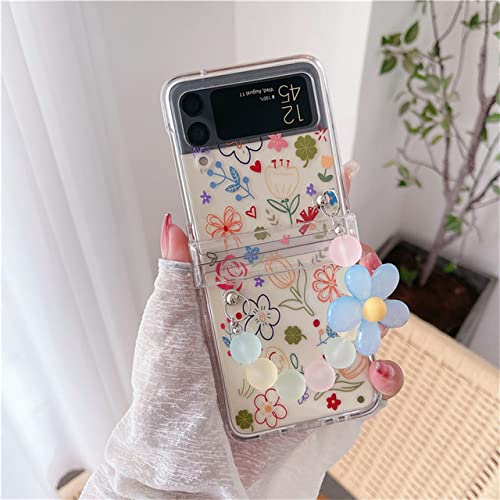 Coque Samsung Z Flip 4 antichoc fleur tulipe avec bracelet perle amovible
