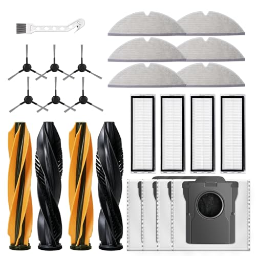 Image of 24Pcs Replacement Accessories Kit Compatible with Dreame D20 Plus | 24pcs kit for D20 Plus: 4 main brushes, 4 HEPA filters, 4 airtight bags & 6 mop pads for corner-to-edge pet hair cleaning